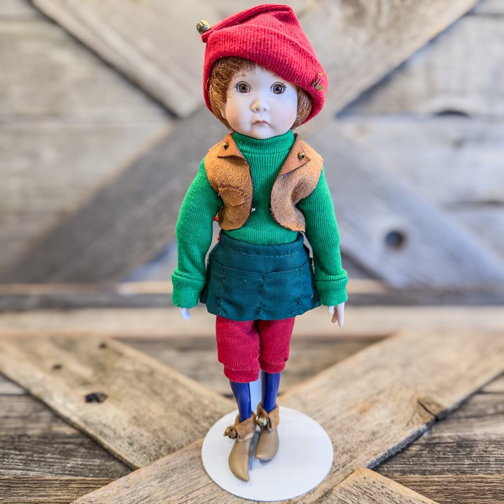 Vintage Christmas Elf, Paradise Galleries Treasury Collection, Porcelain Elf 9”H